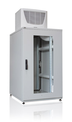 19" Klimaschrank 25 HE mit Dachklimagerät 1200 W, 800x1000x1200+415, vorne geschlossen