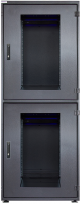 RZ Pro Colocation Rack mit horizontaler Belüftung per Hexagon-Lochblechtüren 800x1000x2000, Sockel
